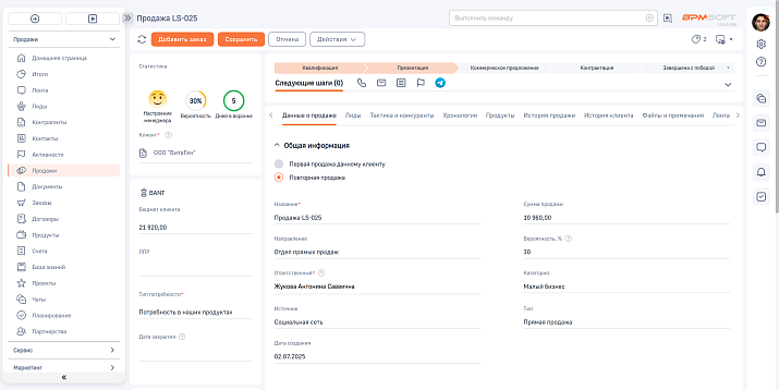 Управление госпитальными продажами